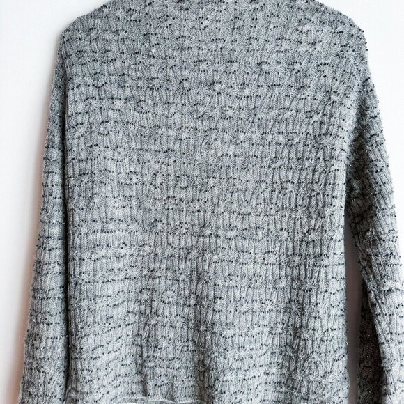 Vintage 90s Gray wool Fully Beaded Cardigan M - Picture 6 of 10